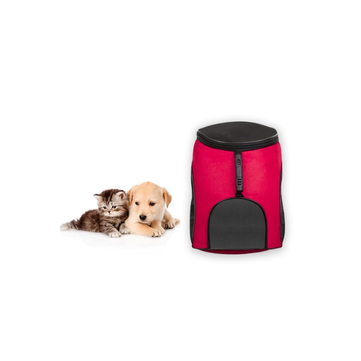 Kırmızı Fileli Kedi Taşıma Çantası Hava Alabilir Evcil Hayvan Taşıma Sırt Çantası Çanta