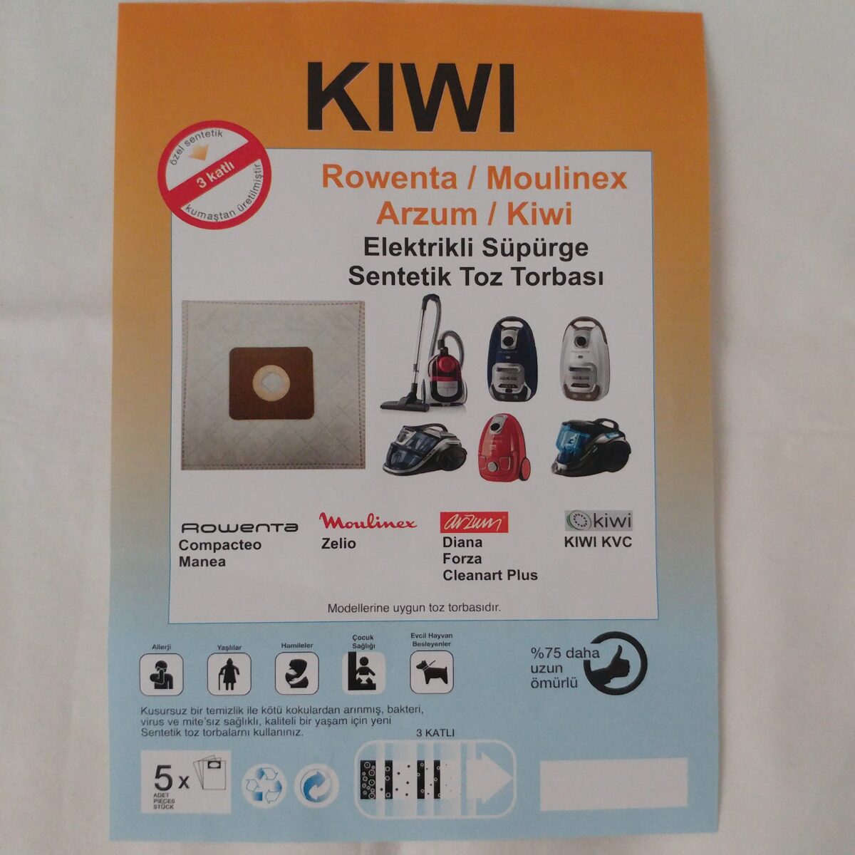 20 Ad Kiwi Rowenta Moulinex Arzum Elektrikli Süpürge Toz Torbası