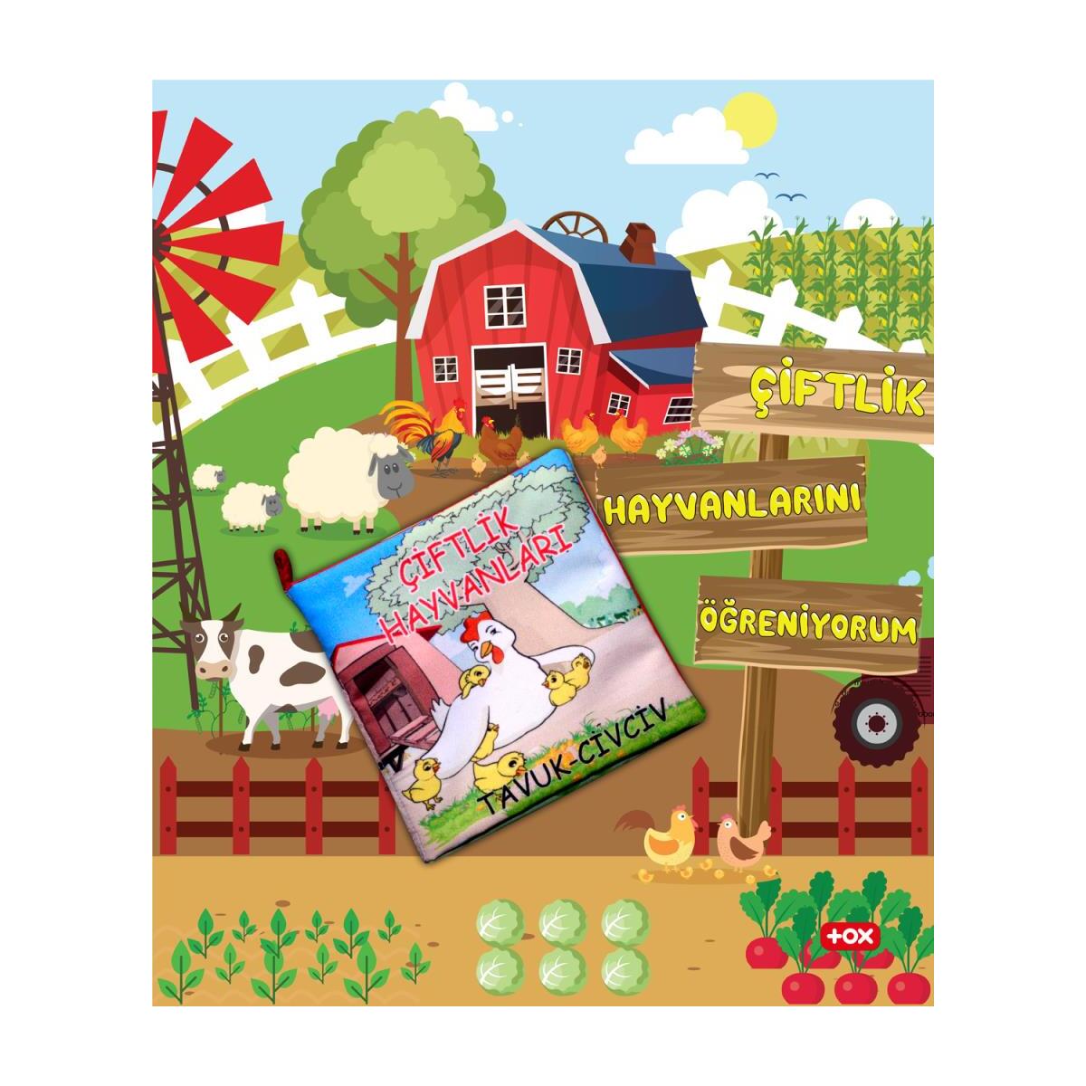 Tox Çiftlik Hayvanları Kumaş Sessiz Kitap T058 - Bez Kitap , Eğitici Oyuncak , Yumuşak Ve Hışırtılı