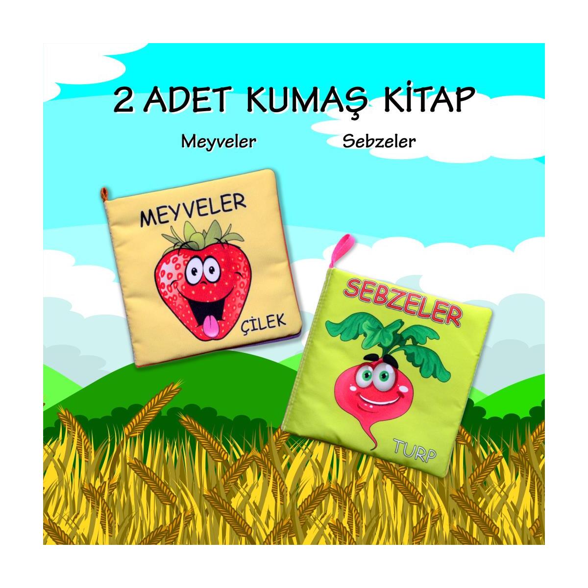 2 Kitap Tox Sebzeler Ve Meyveler Kumaş Sessiz Kitap T113 T049 - Bez Kitap , Eğitici Oyuncak , Yumuşak Ve Hışırtılı