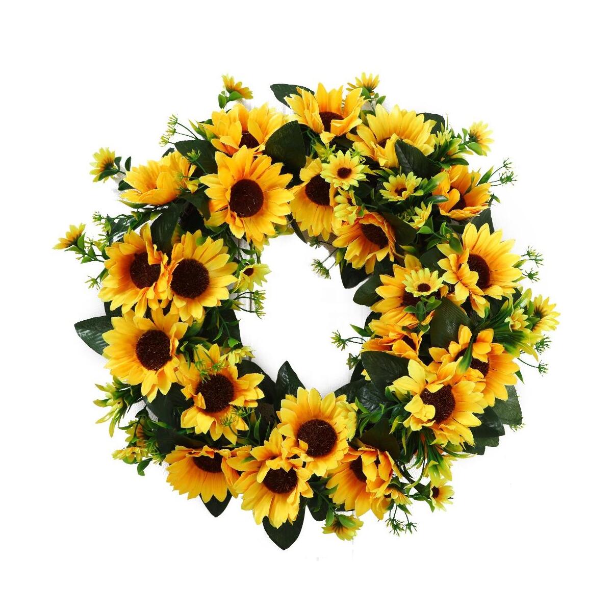 Yapay Çiçek Kapı Süsü Ay Çiçeği Sunflower Yılbaşı Kapı Çelengi