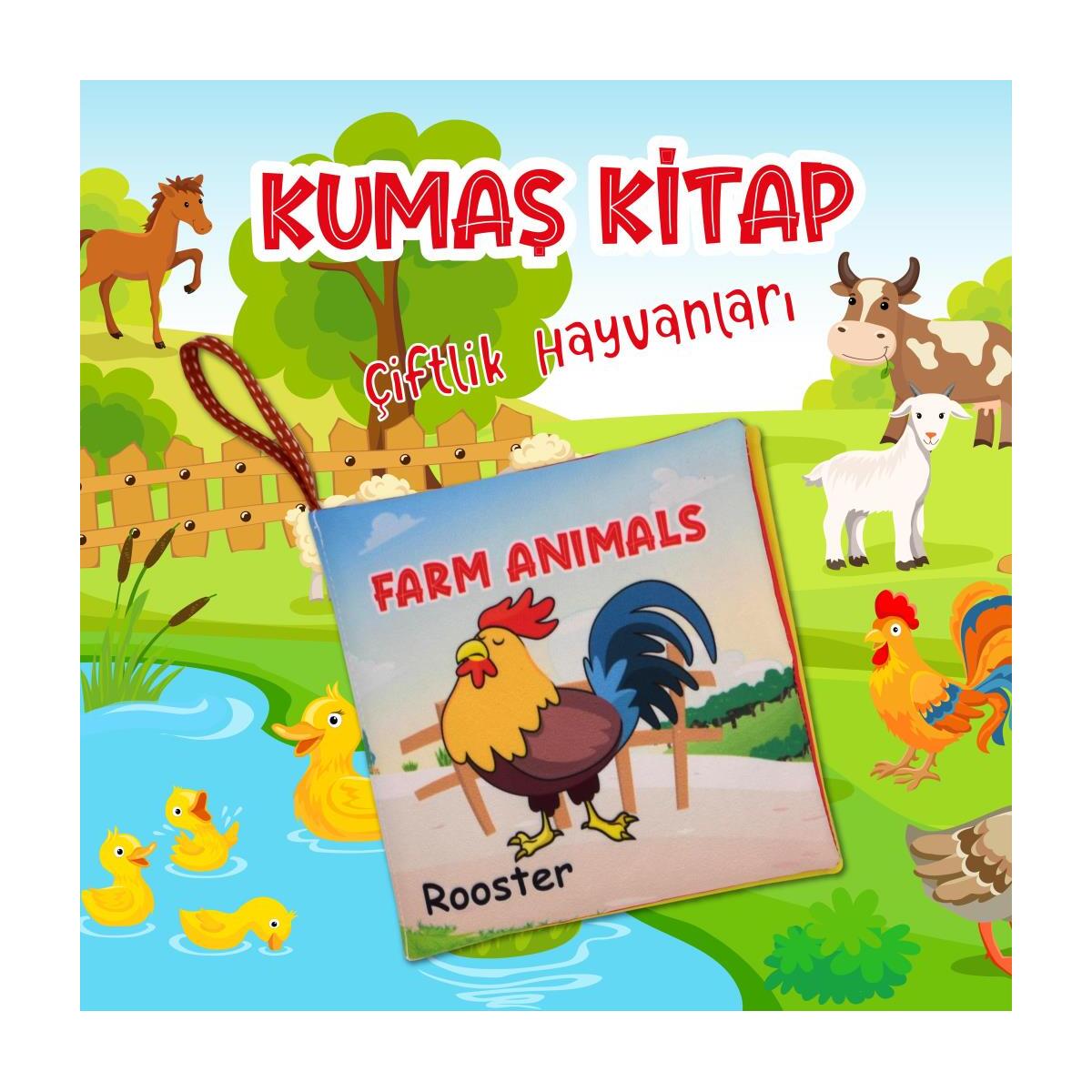 Tox İngilizce Çiftlik Hayvanları Kumaş Sessiz Kitap E387 - Bez Kitap , Eğitici Oyuncak , Yumuşak Ve Hışırtılı