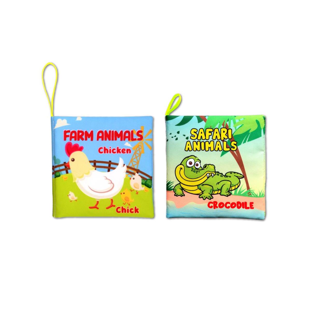 2 Kitap Tox İngilizce Çiftlik Hayvanları Ve Safari Hayvanarı Kumaş Sessiz Kitap E119 E130 - Bez Kitap , Eğitici Oyuncak , Yumuşak Ve Hışırtılı