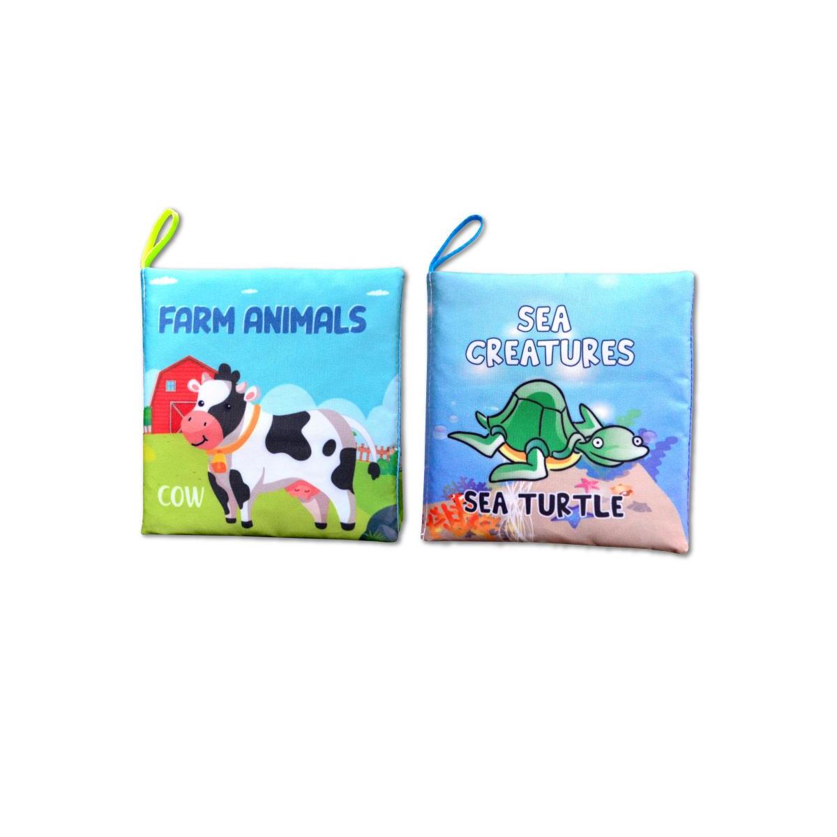 2 Kitap Tox İngilizce Çiftlik Hayvanları Ve Deniz Canlıları Kumaş Sessiz Kitap E122 E119 - Bez Kitap , Eğitici Oyuncak , Yumuşak Ve Hışırtılı