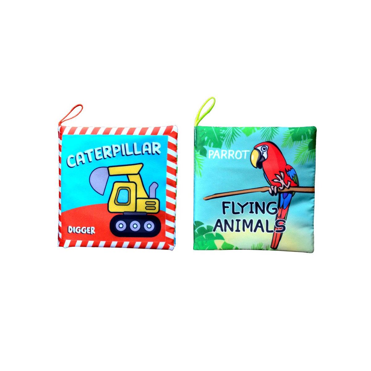 2 Kitap Tox İngilizce İş Makinaları Ve Uçan Hayvanlar Kumaş Sessiz Kitap E118 E133 - Bez Kitap , Eğitici Oyuncak , Yumuşak Ve Hışırtılı