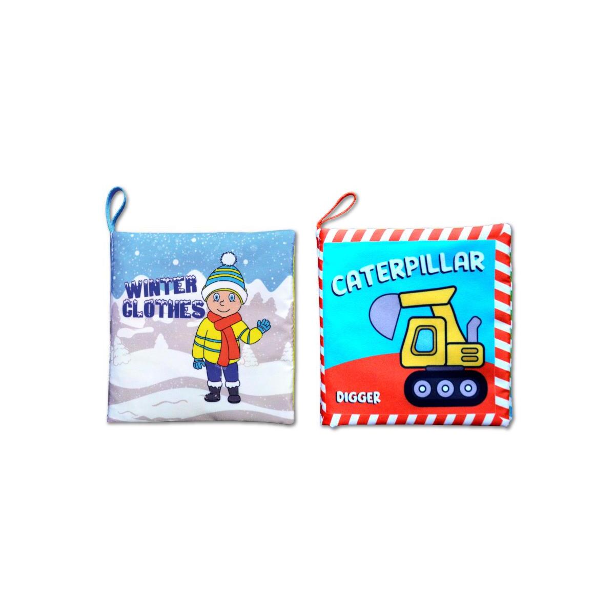2 Kitap Tox İngilizce Kışlık Giysiler Ve İş Makinaları Kumaş Sessiz Kitap E124 E132 - Bez Kitap , Eğitici Oyuncak , Yumuşak Ve Hışırtılı