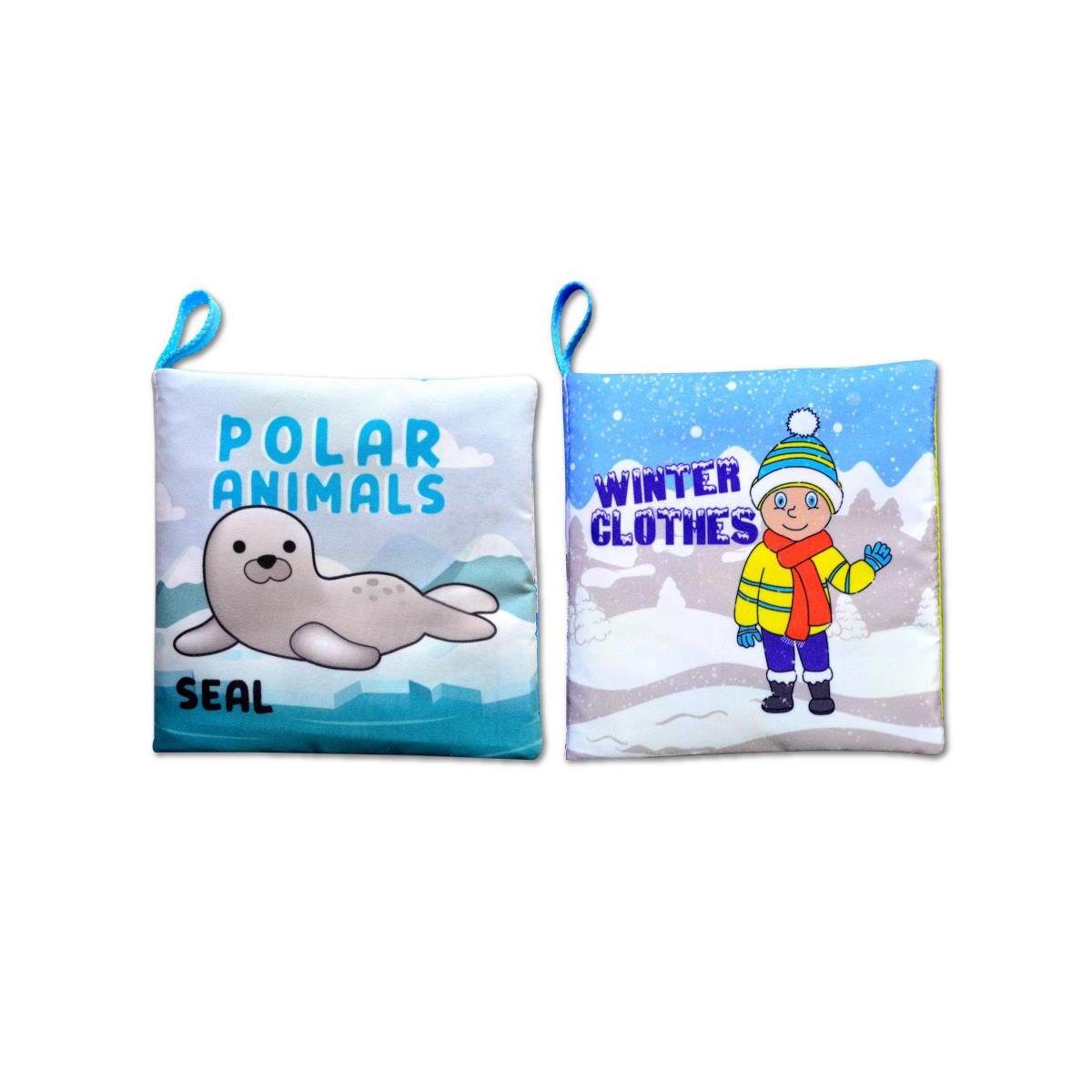 2 Kitap Tox İngilizce Kutup Hayvanları Ve Kışlık Giysiler Kumaş Sessiz Kitap E125 E124 - Bez Kitap , Eğitici Oyuncak , Yumuşak Ve Hışırtılı