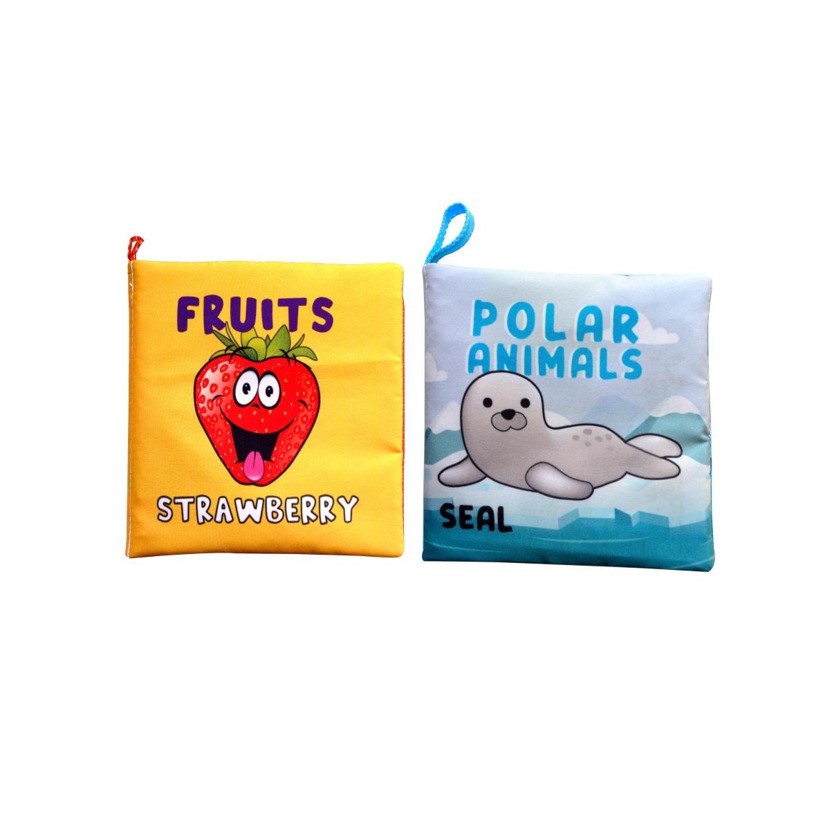 2 Kitap Tox İngilizce Meyveler Ve Kutup Hayvanları Kumaş Sessiz Kitap E126 E125 - Bez Kitap , Eğitici Oyuncak