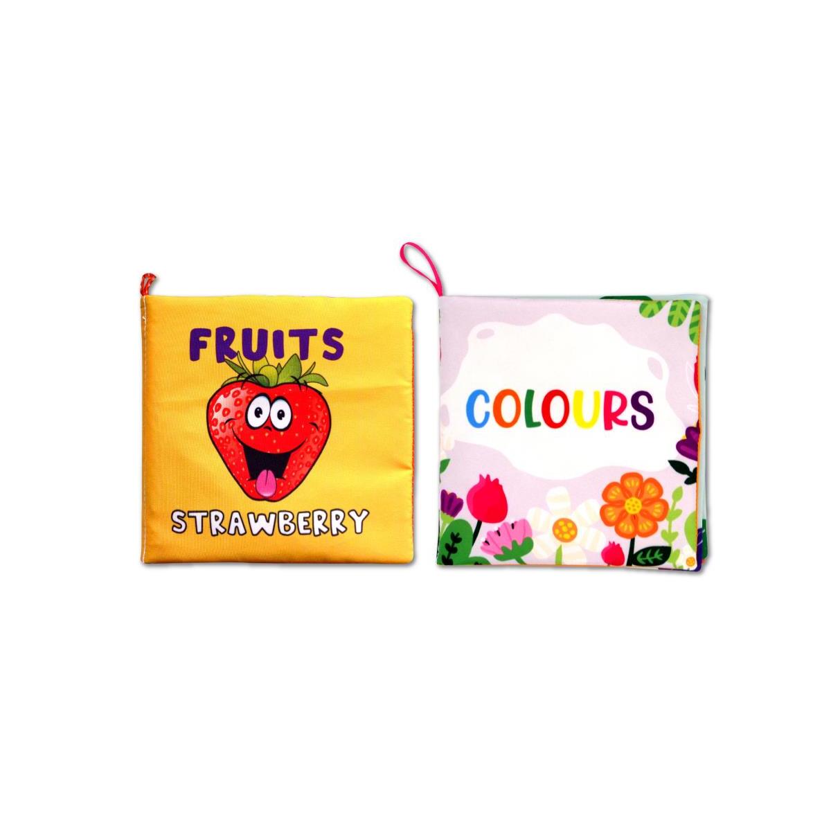 2 Kitap Tox İngilizce Meyveler Ve Renkler Kumaş Sessiz Kitap E126 E129 - Bez Kitap , Eğitici Oyuncak