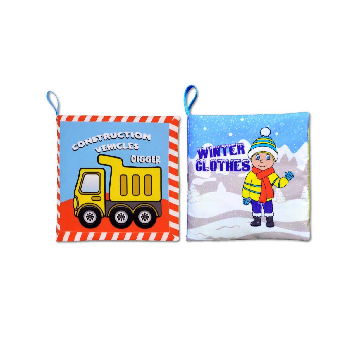 2 Kitap Tox İngilizce İş Makinaları Ve Kışlık Giysiler Kumaş Sessiz Kitap E118 E124 - Bez Kitap , Eğitici Oyuncak , Yumuşak Ve Hışırtılı