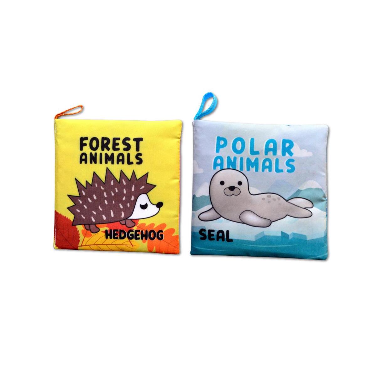 2 Kitap Tox İngilizce Orman Hayvanları Ve Kutup Hayvanları Kumaş Sessiz Kitap E127 E125 - Bez Kitap , Eğitici Oyuncak