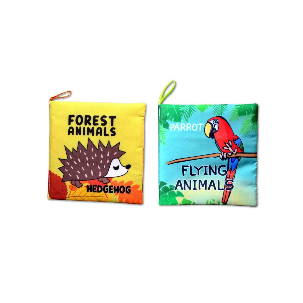2 Kitap Tox İngilizce Orman Hayvanları Ve Uçan Hayvanlar Kumaş Sessiz Kitap E127 E133 - Bez Kitap , Eğitici Oyuncak