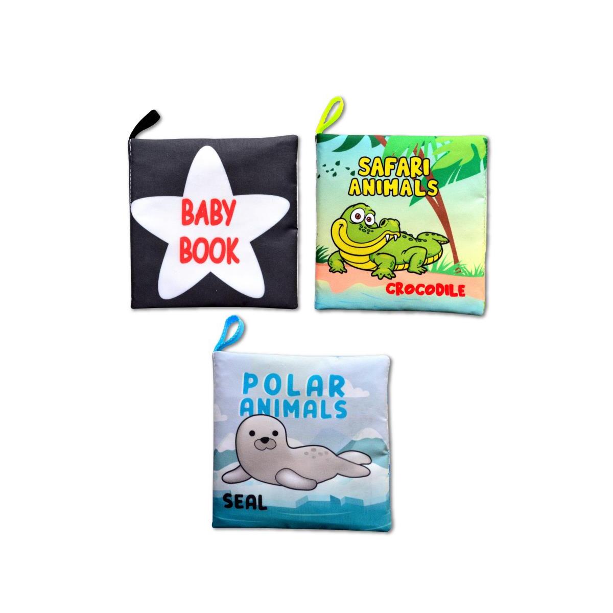 3 Kitap Tox İngilizce Siyah-Beyaz Bebek , Safari Ve Kutup Hayvanları Kumaş Sessiz Kitap E125 E130 E136 - Bez Kitap , Eğitici Oyuncak , Yumuşak Ve Hışırtılı