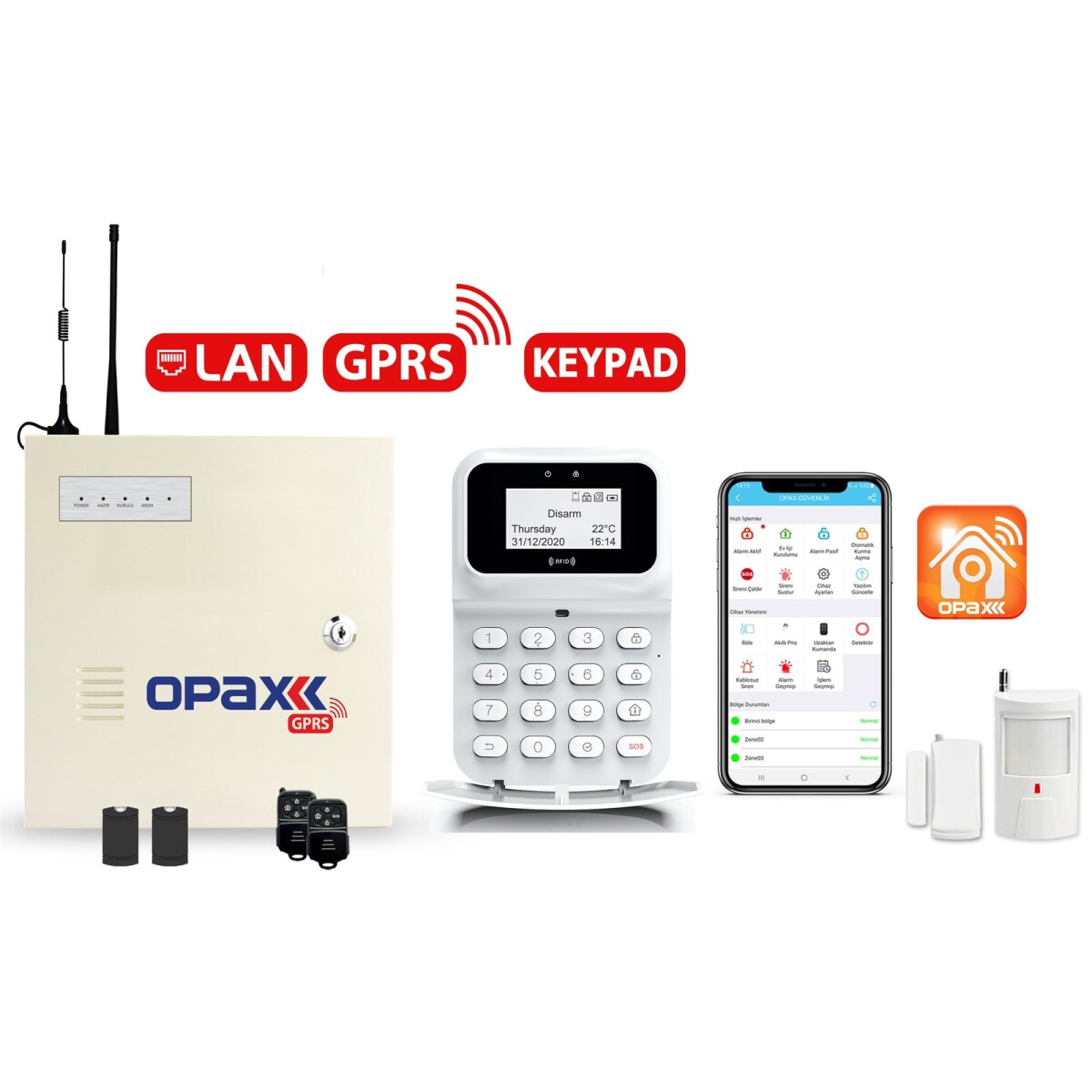 Opax-2747 Gprs & Lan Network Kablolu&Kablosuz Alarm Paneli