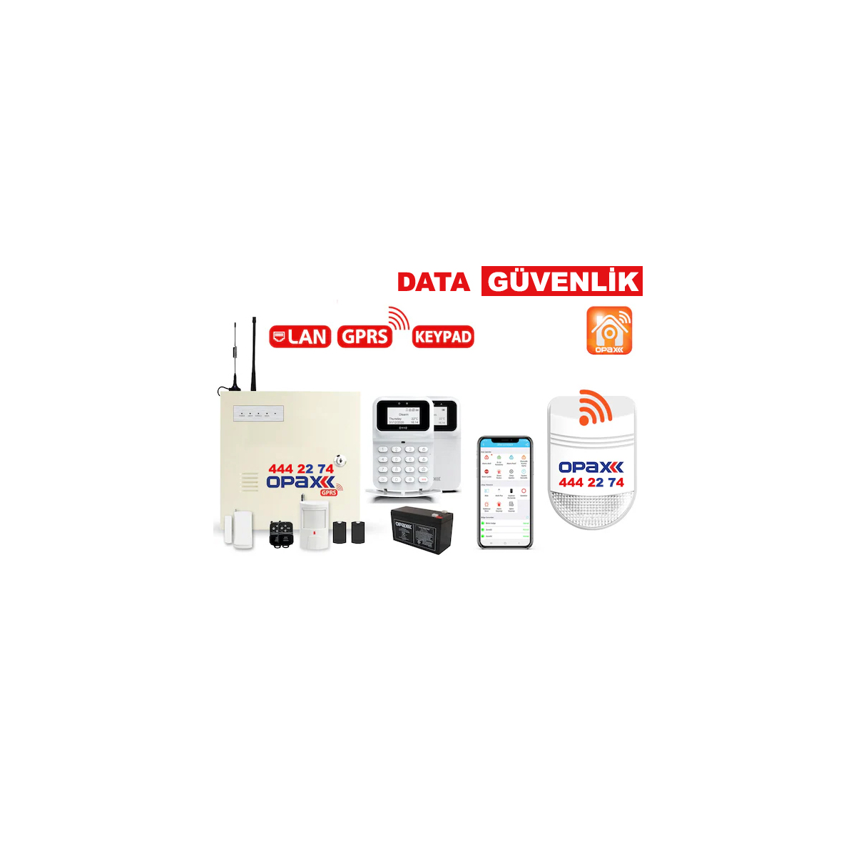 Opax-2747 Gprs Lan Alarm Paneli Bgr-09 Kablosuz Sirenli Full S...