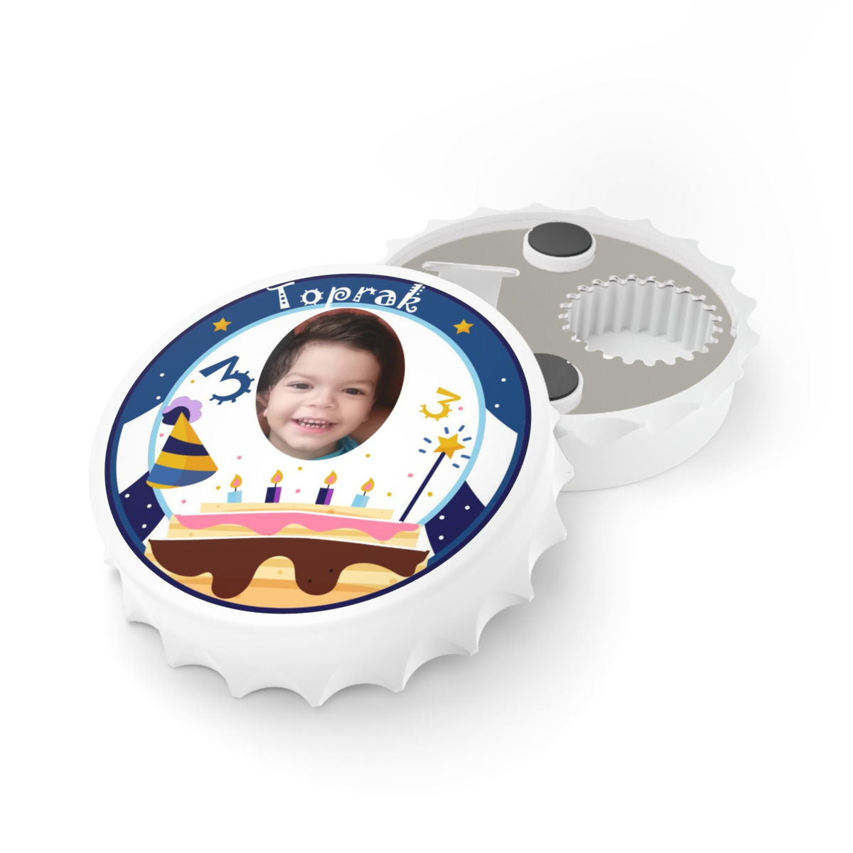 50 Adet Kapak Açacak Resimli Kişiye Özel Magnet Buzdolabı Süsü, Doğum Günü Erkek Çocuk 1