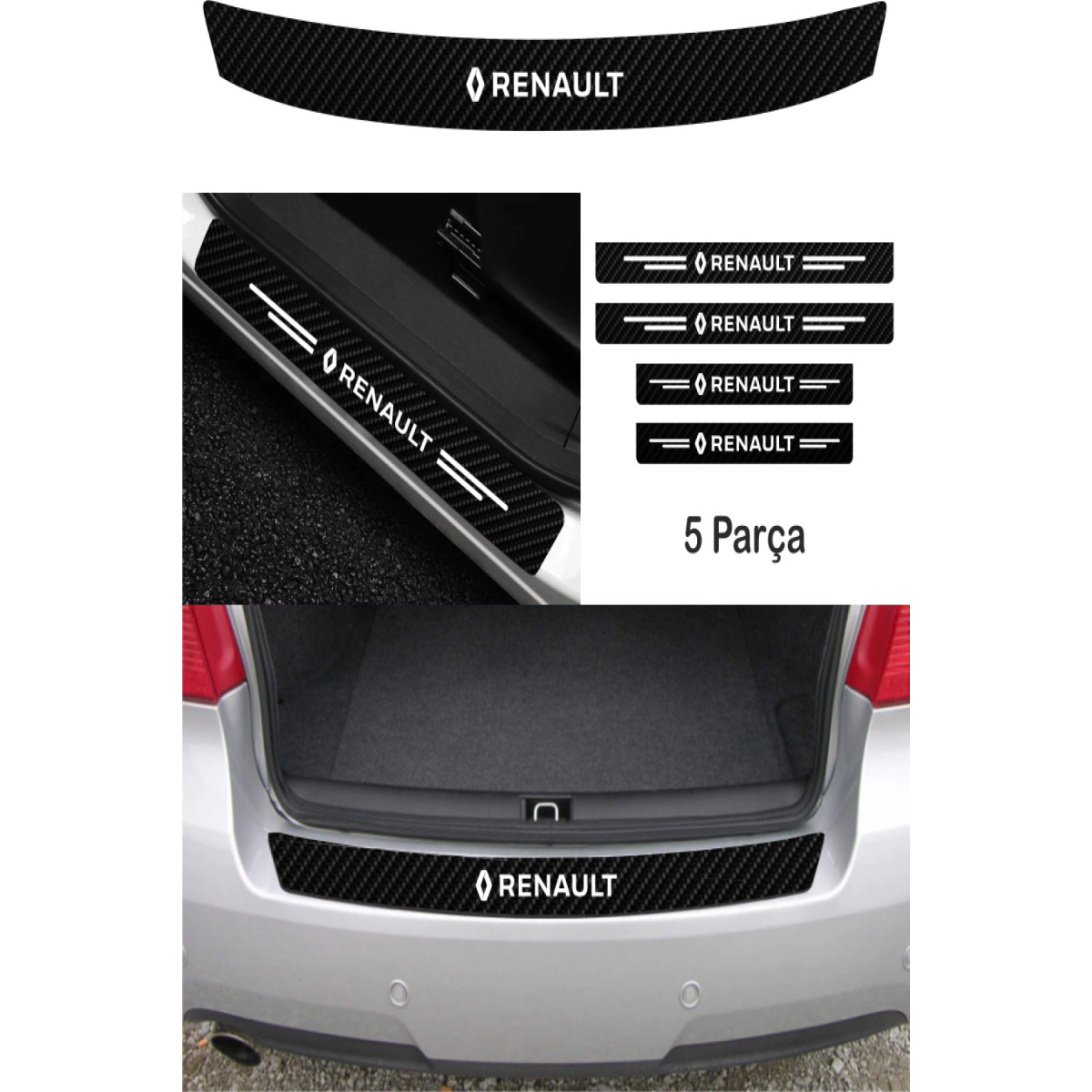 Renault R19 Bağaj Ve Kapı Eşiği Karbon Sticker (Set)