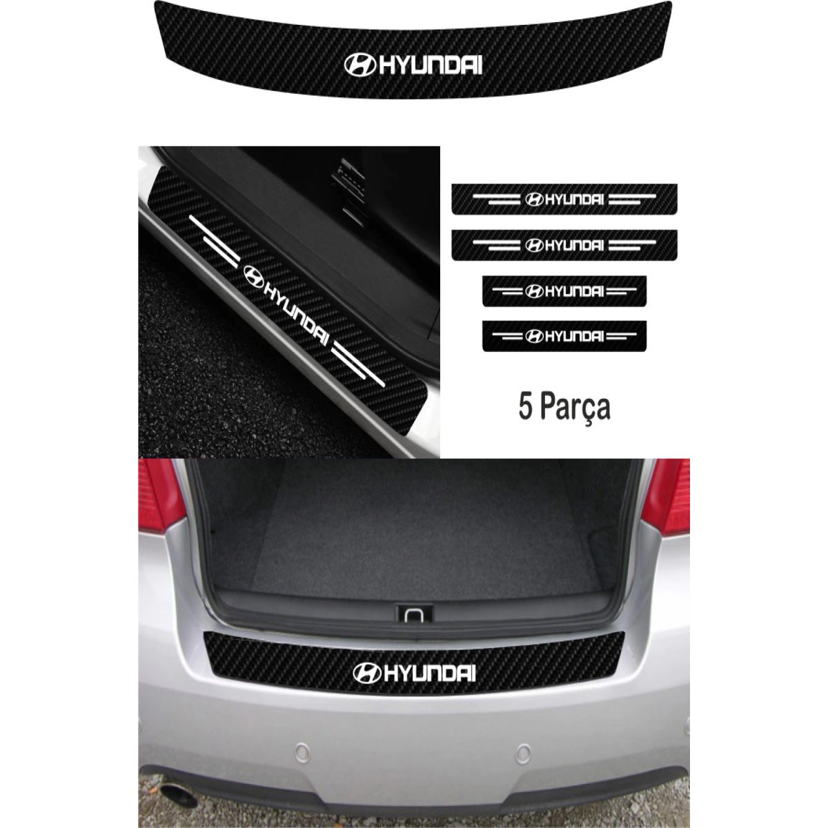 Hyundai Bayon Bağaj Ve Kapı Eşiği Karbon Sticker (Set)