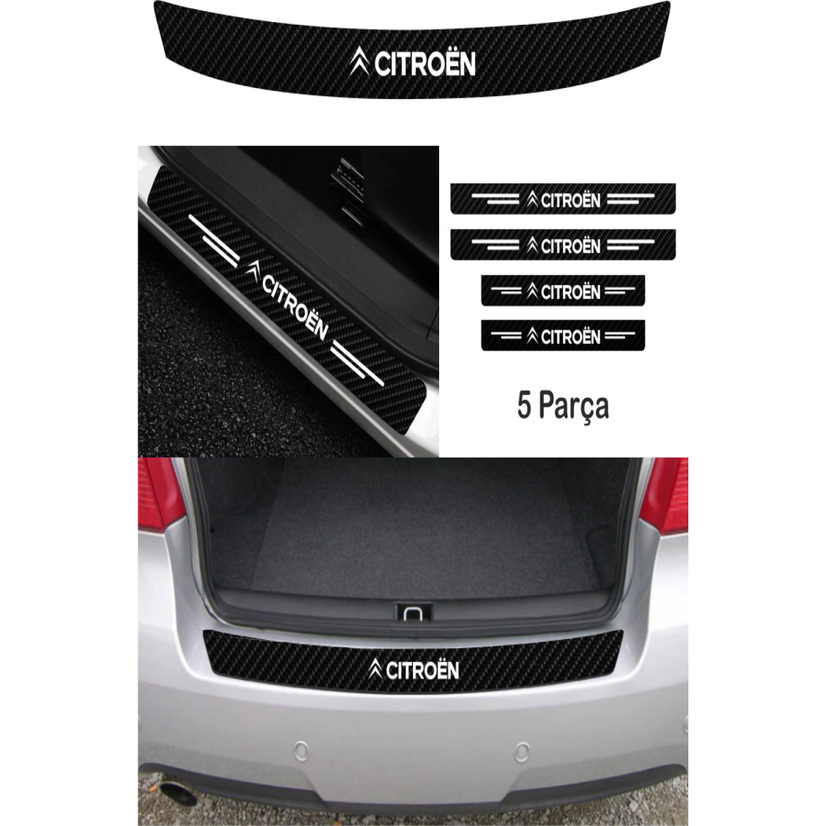 Citroen Berlingo Bağaj Ve Kapı Eşiği Karbon Sticker (Set)