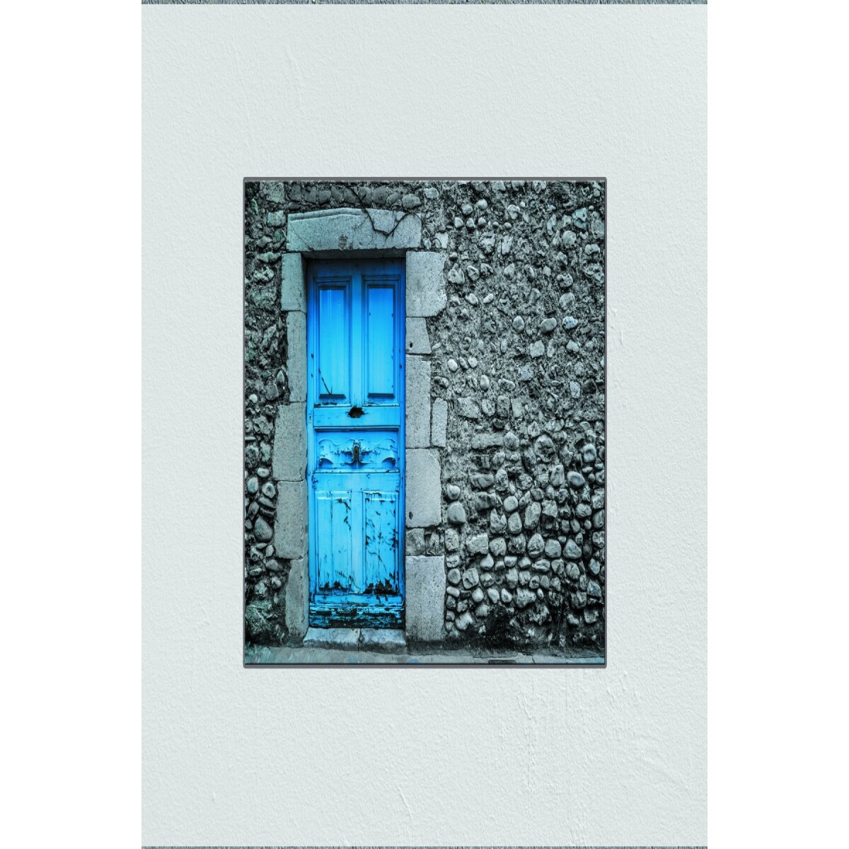 Tuval Üzerine Mavi Kapılı Taş Ev Baskısı 80 X 120 Görsel Rengi