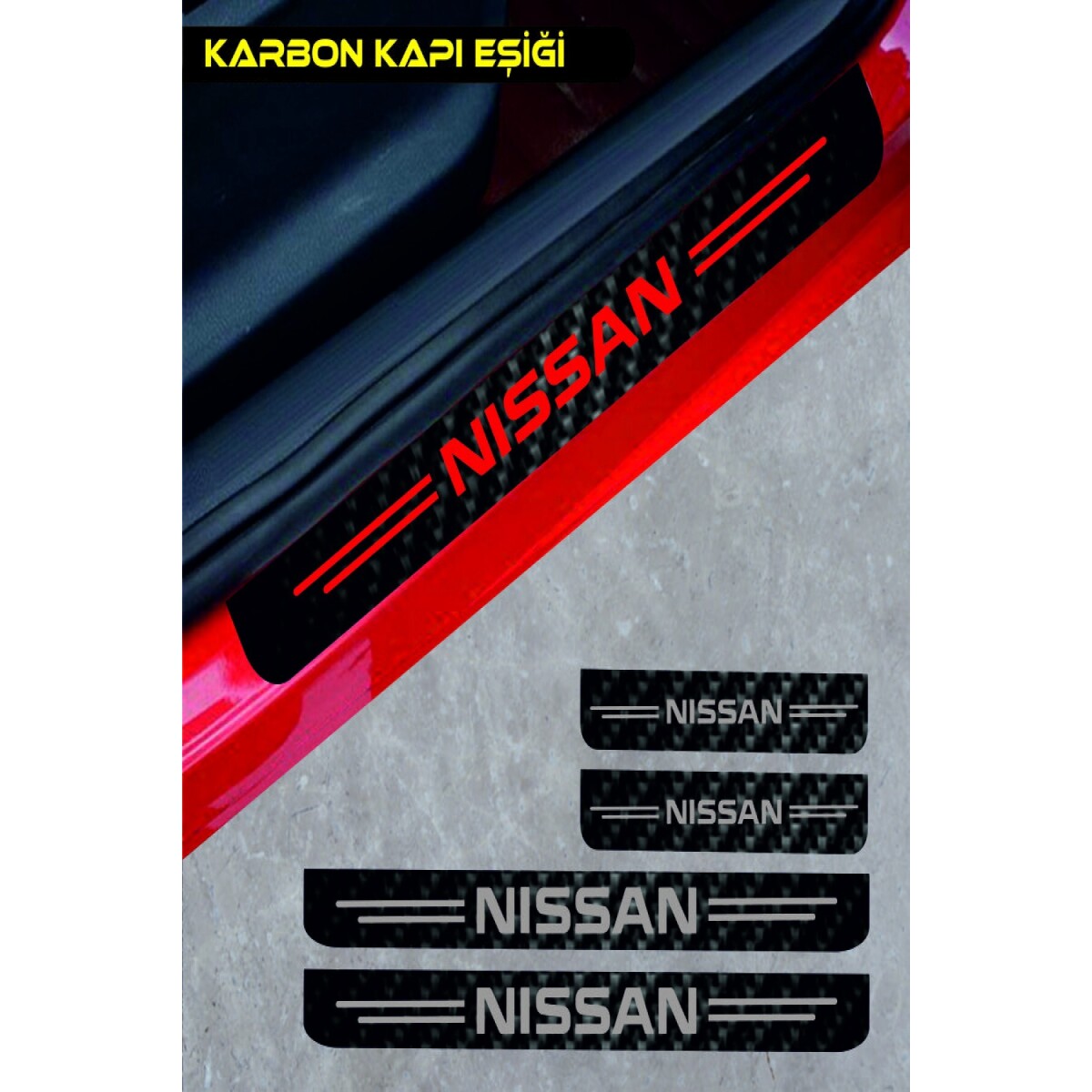 Nissan Juke İçin Uyumlu Aksesuar Oto Kapı Eşiği Sticker Karbon 4 Adet