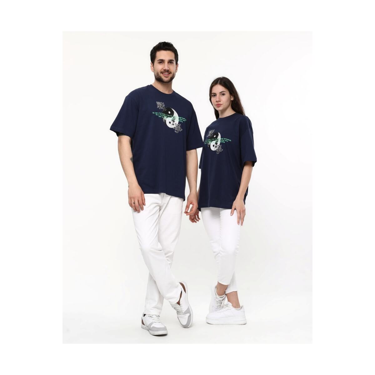 Sevgili Çift Kombinleri Sırt Baskı Detaylı 2 Li Ürün T-Shirt
