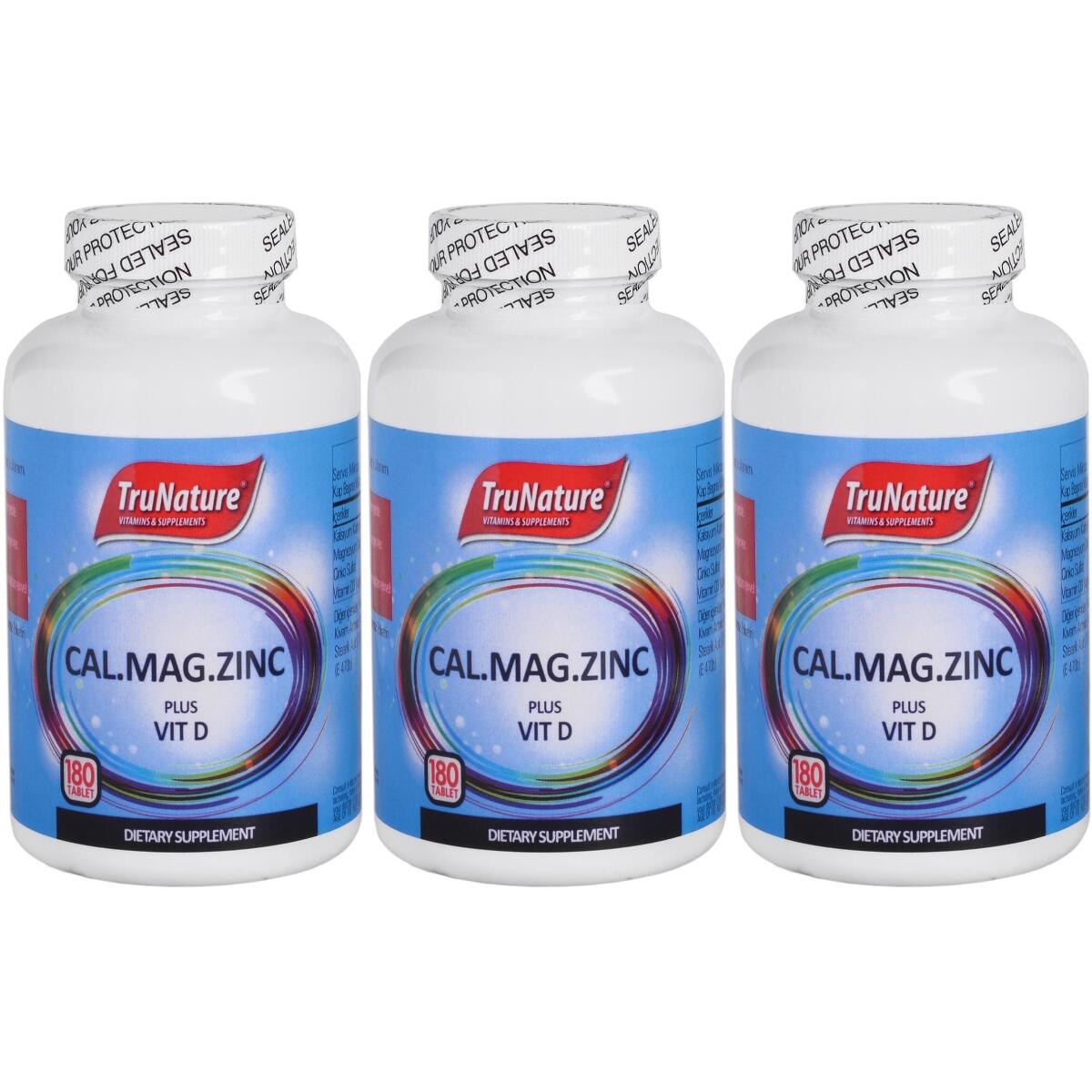 Trunature Calcium Magnesium Zinc Plus Vitamin D 3X180 Tablet Kalsiyum Magnezyum Çinko D Vitamini