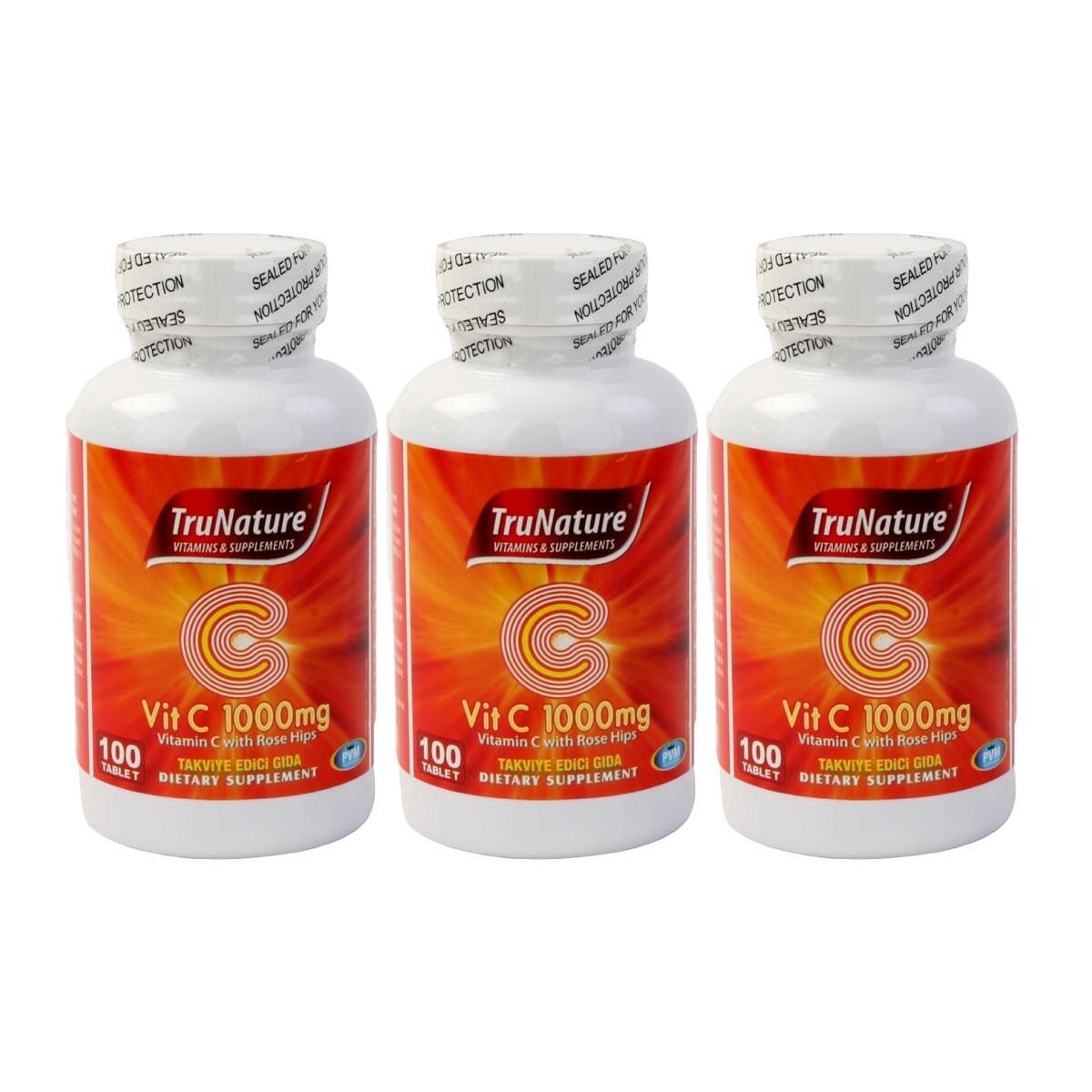 Trunature Vitamin C Vitamini 1000 Mg Rose Hips 3X100 Tablet Kuşburnu Ekstresi