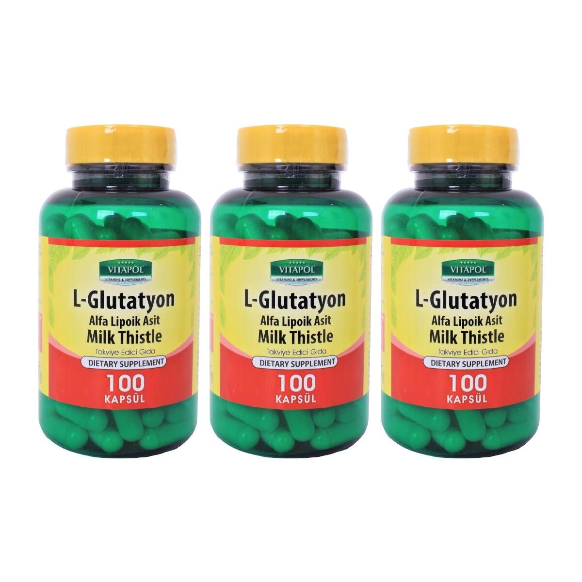 Vitapol L-Glutatyon 500 Mg 3X100 Kapsül Deve Dikeni Enginar Alfa Lipoik Asit L-Glutathione