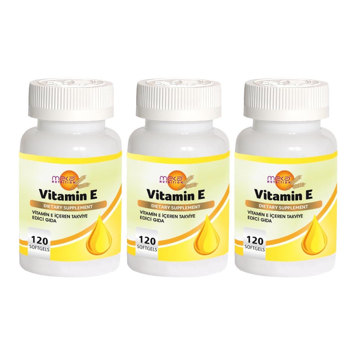 Meka Nutrition Vitamin E 267 Mg 3X120 Softgel E Vitamini 400 Iu