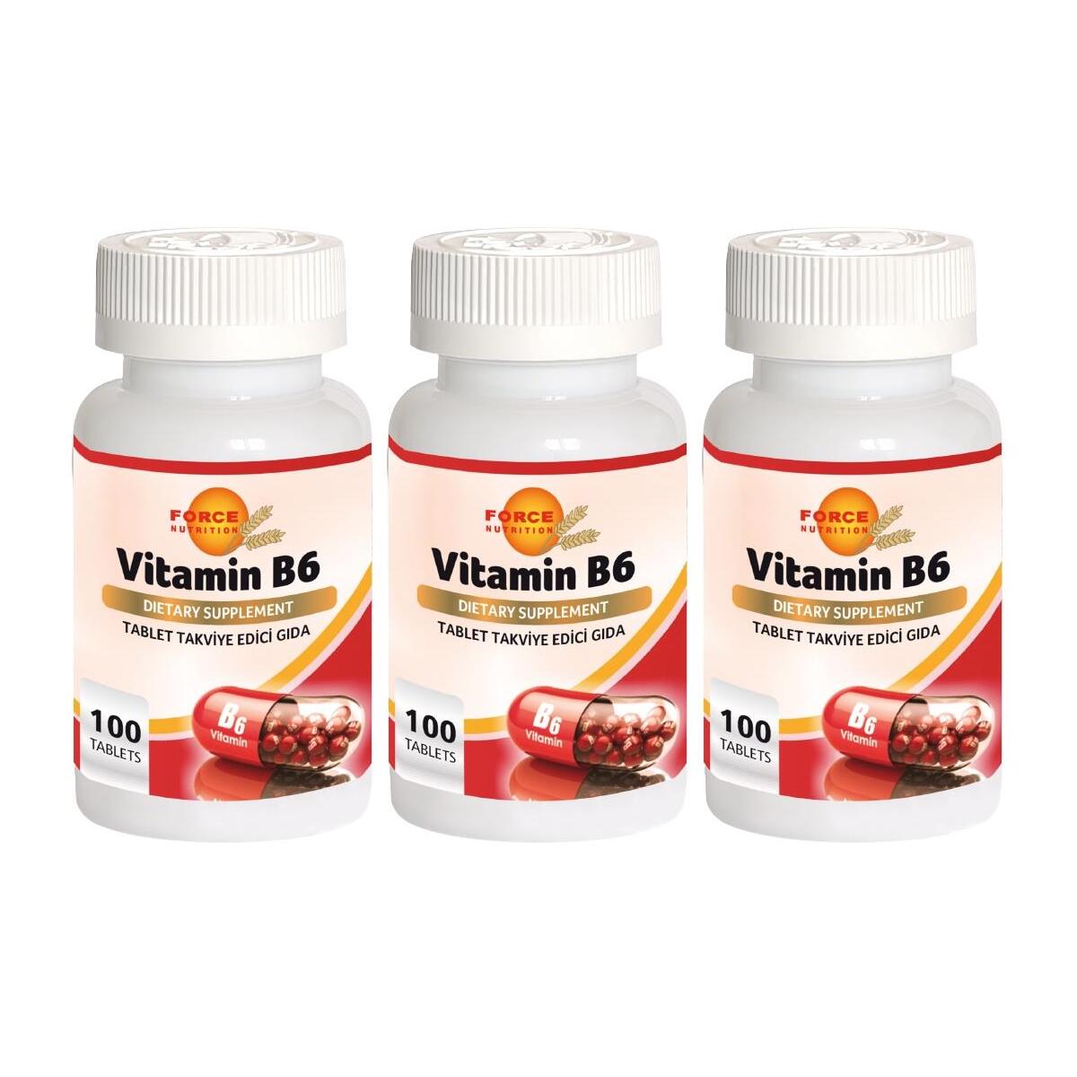 Force Nutrition Vitamin B6 Vitamini 3X100 Tablet