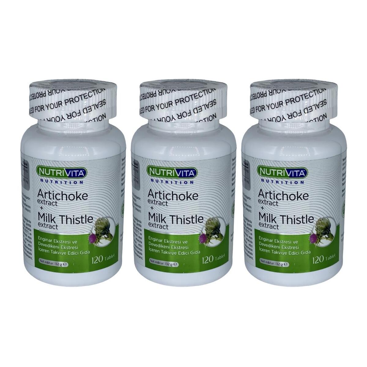 Nutrivita Nutrition Artichoke Milk Thistle Extract 3X120 Tablet Enginar Deve Dikeni Ekstresi