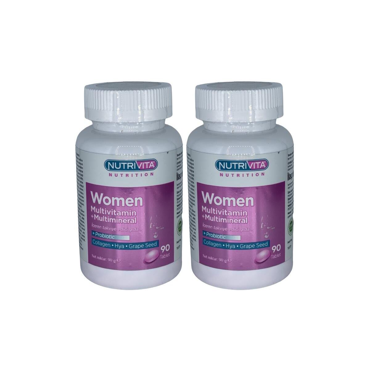Nutrivita Nutrition Women Multivitamin Multimineral 2X90 Tablet Probiotic Hidrolize Collagen