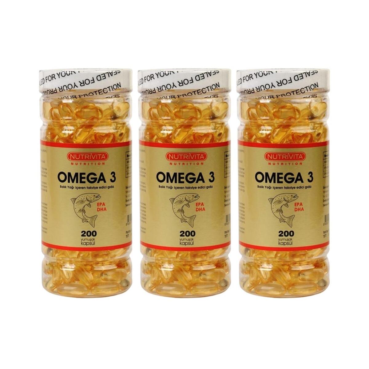 Nutrivita Nutrition Omega 3 Balık Yağı 1000 Mg 3X200 Kapsül