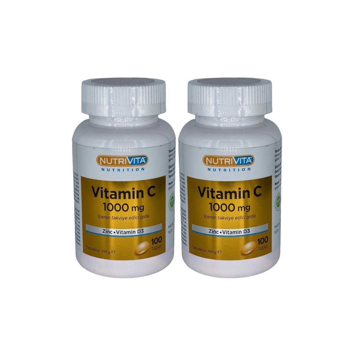 Nutrivita Nutrition Vitamin C Vitamini D3 Çinko 2X120 Tablet