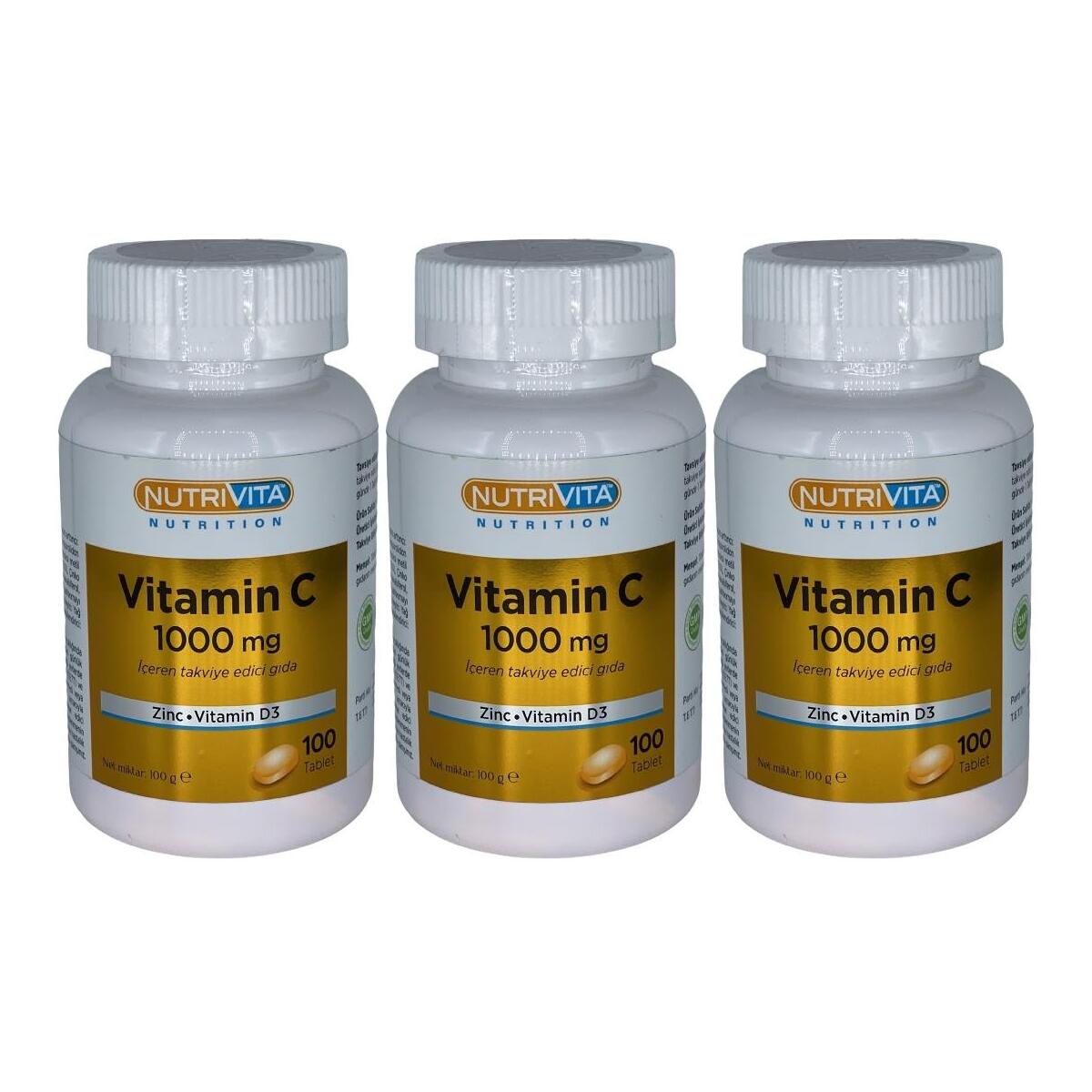 Nutrivita Nutrition Vitamin C Vitamini D3 Çinko 3X120 Tablet