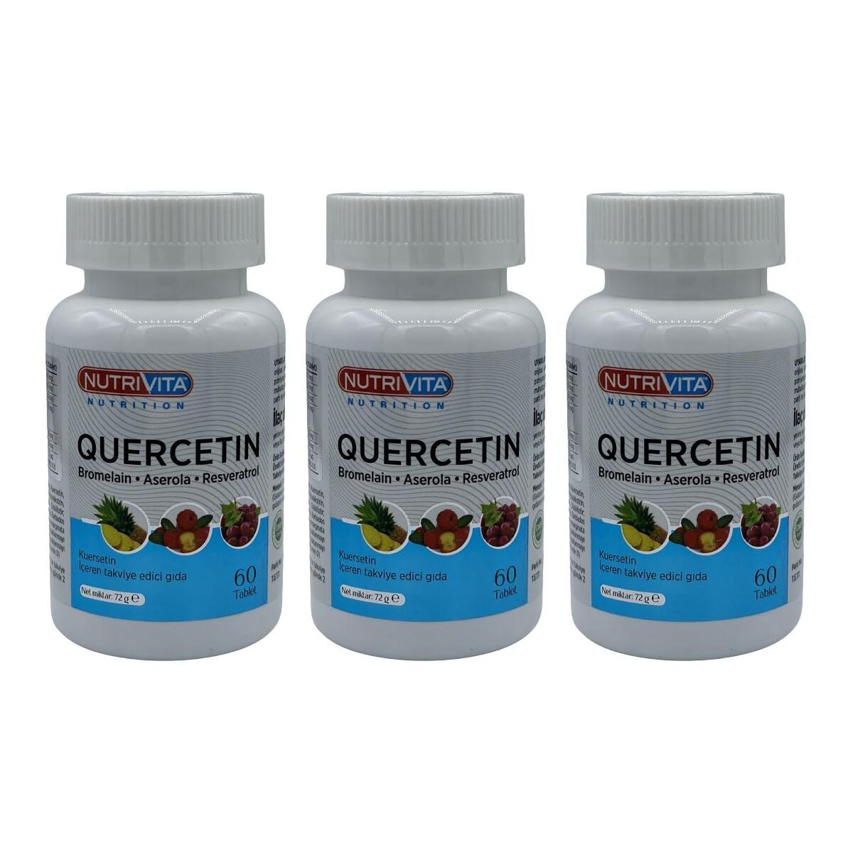 Nutrivita Nutrition Quercetin 3X60 Tablet Bromelain Aserola Resveratrol Kuersetin