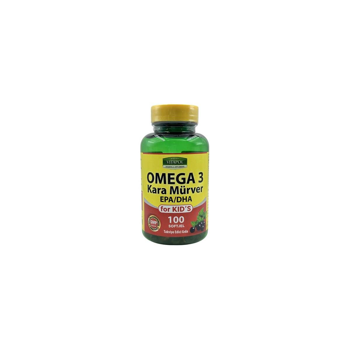 Vitapol Omega 3 Çoçuk Balık Yağı Kara Mürver 100 Softgel For Kid's Çoçuklar İçin