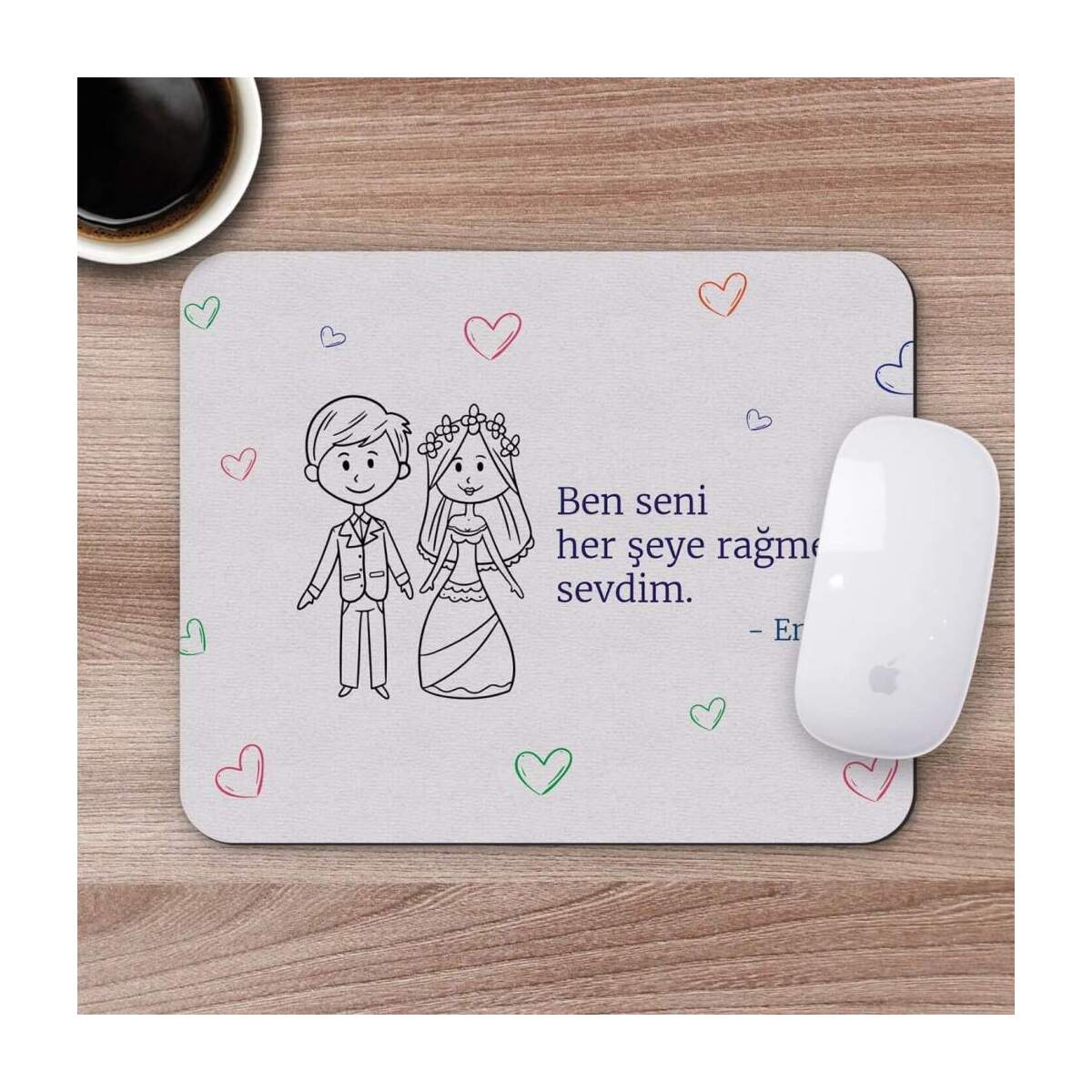Kişiye Özel Romantik Tasarımlı Mousepad - R10