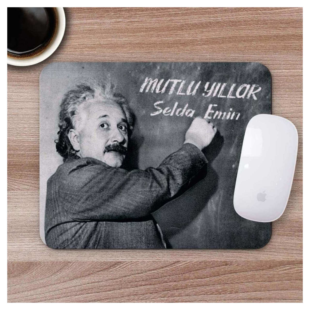 Kişiye Özel İsim Yazılı Einstein Tasarımlı Mousepad