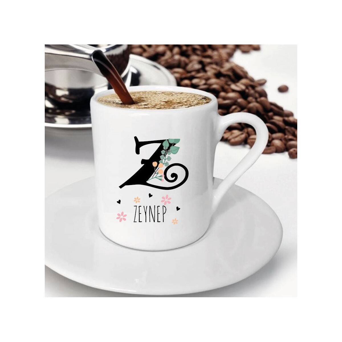 Kişiye Özel Baş Harf Ve İsim Yazılı Kahve Fincanı -B11