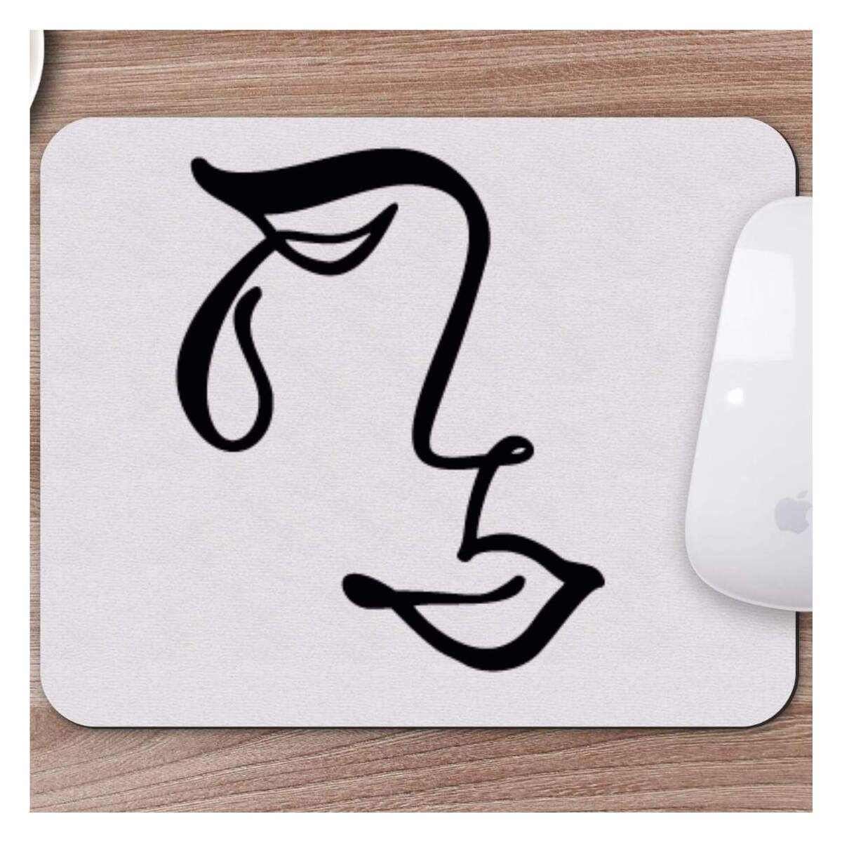 Karakalem Çizimi Soyut Yüz Tasarımlı Mousepad -4