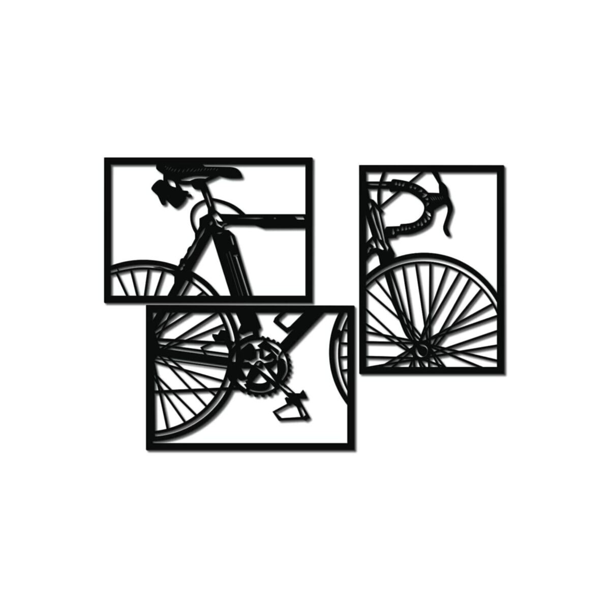 Dekoratif Ev Bisiklet Duvar Dekoru 3'Lü Set Mdf Tablo