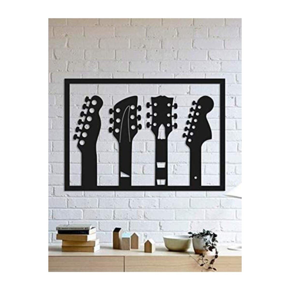 Dekoratif Ev Gitar Temalı Duvar Dekoru Mdf Tablo