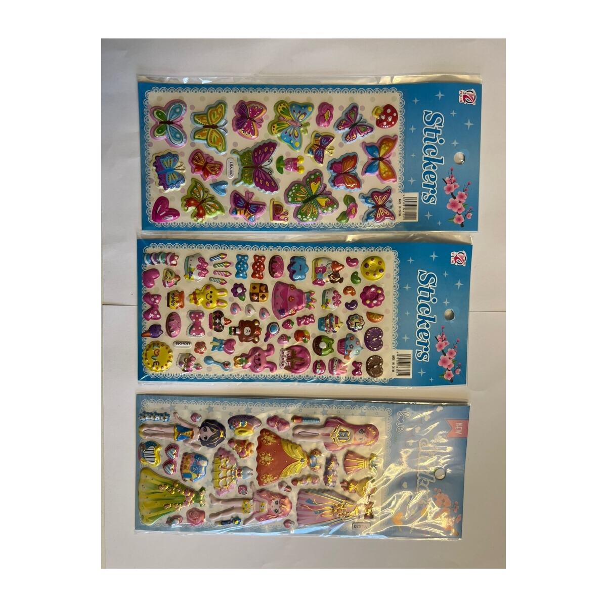 Eğitici Çocuk Sticker Etiket Oyunu 3 Kartela Birden Kelebek Parti Ve Prenses Serisi