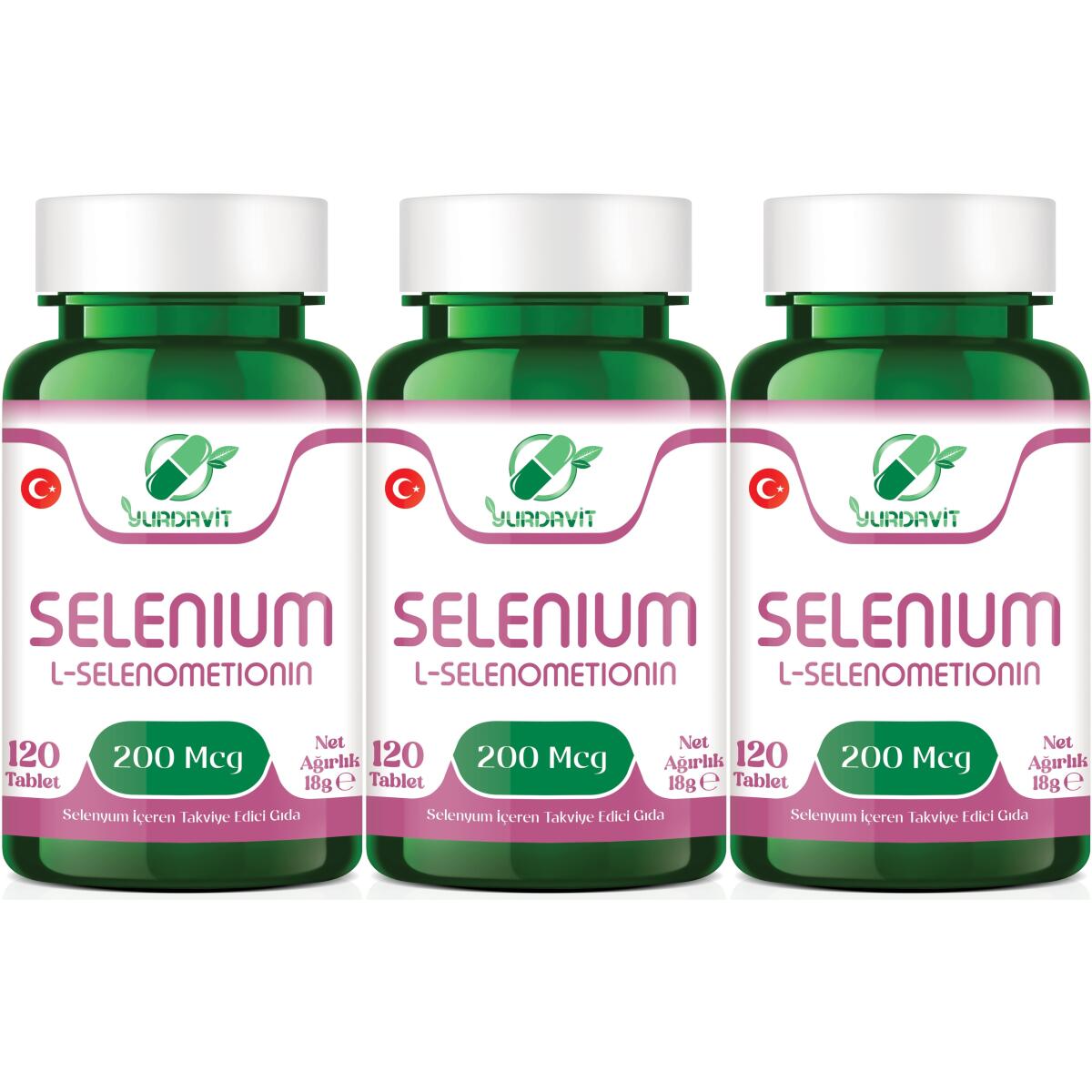 Yurdavit Selenium 200 Mcg Selenyum 3X120 Tablet L-Selenometionin