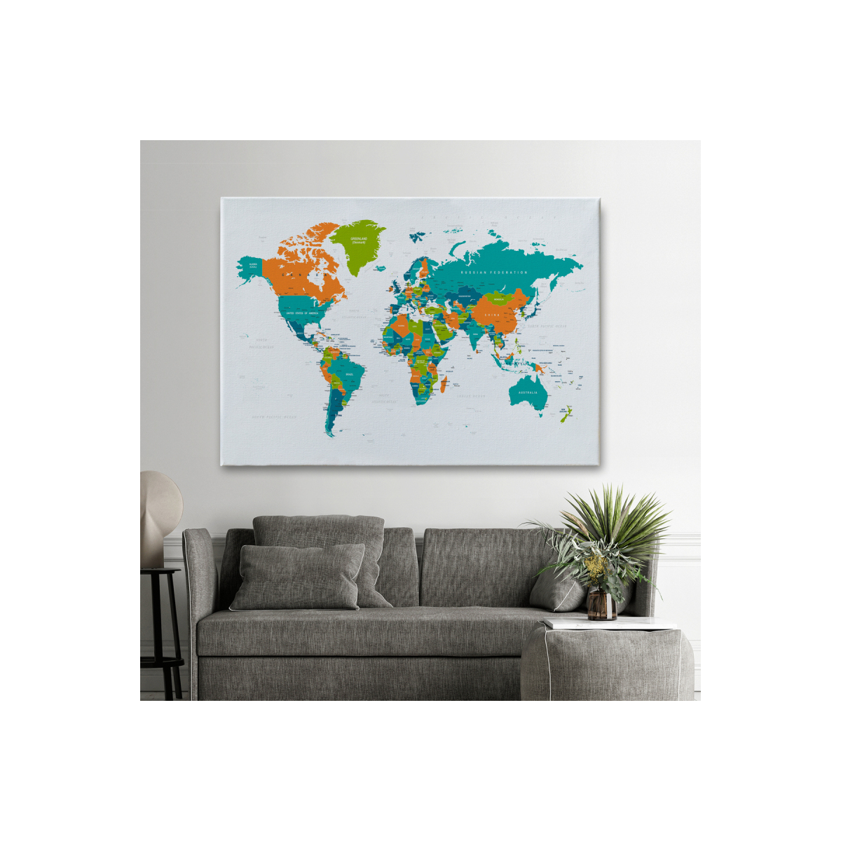 Modagos068 Dünya Haritası  Dekoratif Kanvas Tablo 1085