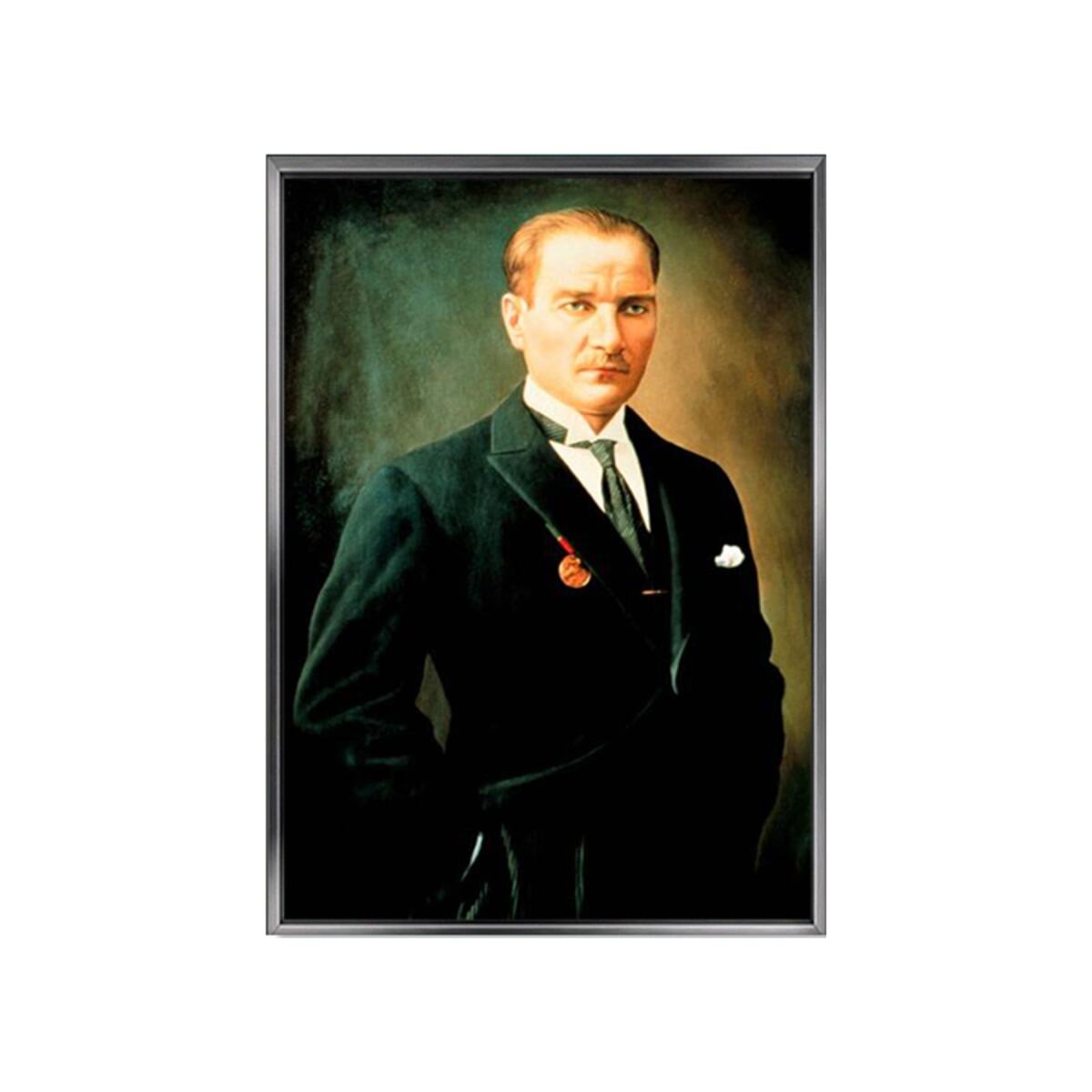 Pet Mudo Tuval Üzerine Atatürk Baskısı Duvar Sanatıkanvas Tablo Çerçeveli 40 X 60 Siyah