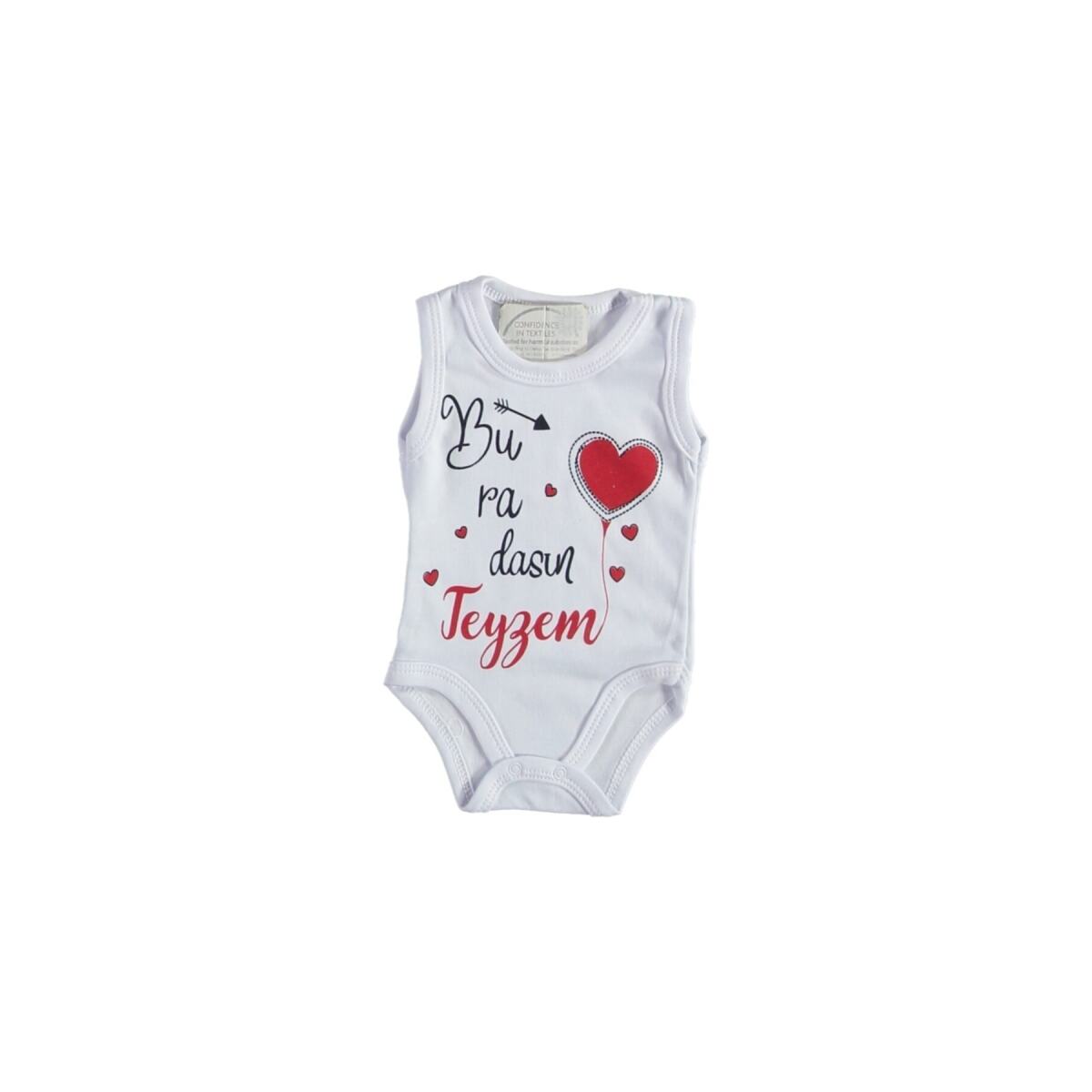 Unisex Bebek Beyaz Kalpli Teyzem Buradasın Penye Askılı Çıtçıtlı Body