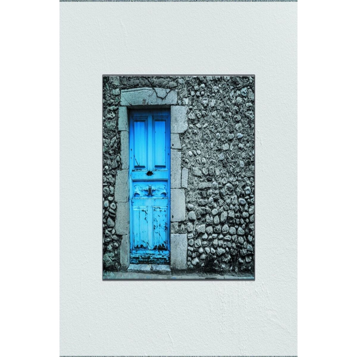 Tuval Üzerine Mavi Kapılı Taş Ev Baskısı 70 X 100 Görsel Rengi